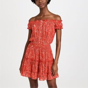 NWT Poupette St Barth Alba Mini Dress In Red Tulip Print